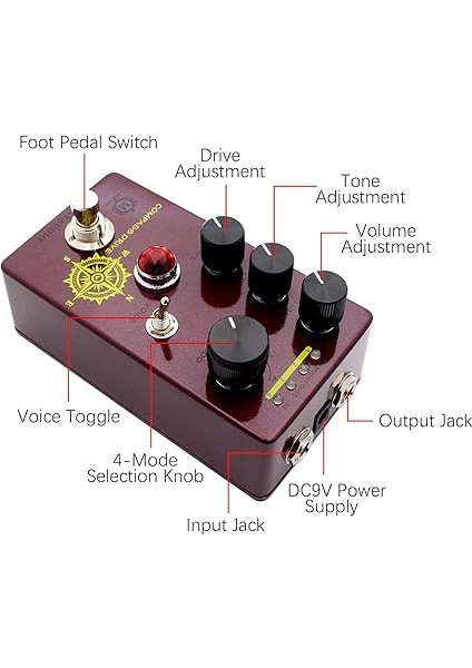 Overdrive Gitar Efekt Pedalı 4 Mod Anahtarı Ve/ton/sürücü Kontrolleri Kompakt Taşınabilir Dijital Overdrive Gitar Efekti Efekt Işlemcisi Elektrik Gitar Için - Compass Drıve fiyatları