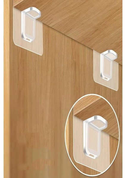 Set Kendinden Yapışkanlı Dolap Duvar Kitaplık Ayakkabılık Raf Tutucu Sabitleyici Klips Askı