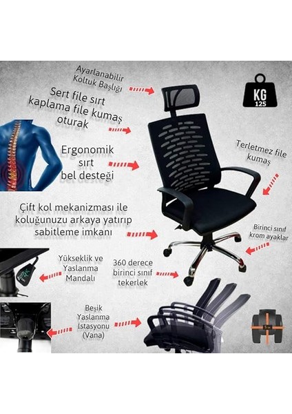 Mobilya Berlin Fileli Müdür Koltuğu Ofis Koltuğu Bilgisayar Koltuk Çalışma Koltuk Fileli Koltuk Makam Koltuk fırsatları