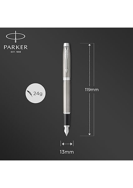 Im Doldurucu | Krom Süslemeli Paslanmaz Çelik | Orta Uçlu ve Mavi Mürekkepli Dolma Kalem | Hediye Kutusu modelleri