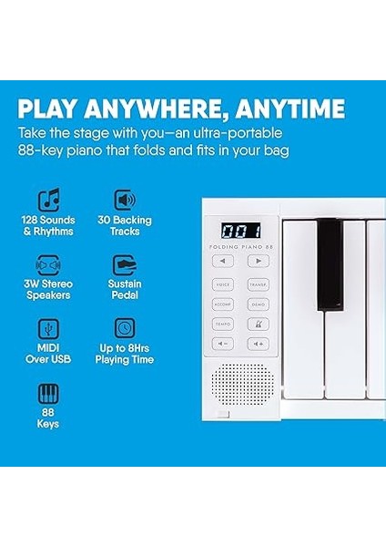 88 Anahtar Siyah Taşınabilir Katlanır Dijital Piyano Blackstar USB Mıdı Denetleyicisi ile Şarj Edilebilir Pil modelleri