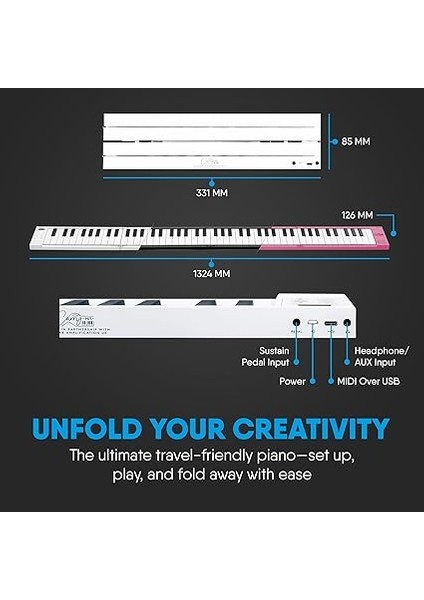 88 Anahtar Siyah Taşınabilir Katlanır Dijital Piyano Blackstar USB Mıdı Denetleyicisi ile Şarj Edilebilir Pil fırsatları