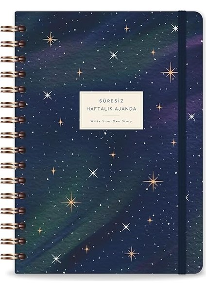 A5 Spiralli Süresiz Planlayıcı Ajanda Galaksi - 15X21 indirimleri