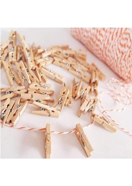 MRV25011447 100 Adet Ahşap Küçük 2,5cm Mandal Ataç Fotoğraf Askısı Mandalı fiyatları