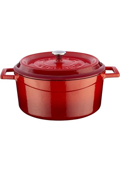 Döküm Yuvarlak Tencere, Trendy, 24 Cm, 4.49 L Hacim, Kırmızı
