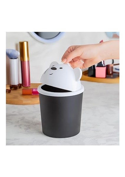 L-00586 Hippo Minik Ayıcık Görünümlü Masaüstü Çöp Kovası - Çöp Kutusu Siyah Beyaz 2 L fiyatları