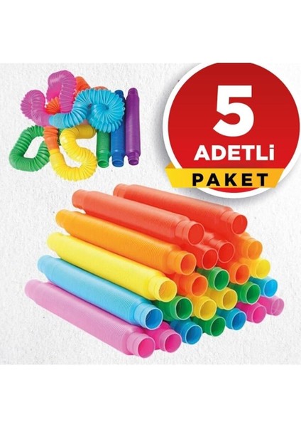 Pop Tubes Pop Tube Popit 5 Adet Esnek Tüp Boru Eğitici Duygusal Oyuncak