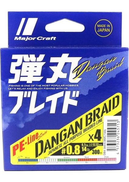 Craft Dangan Braid Ip Db4 Pe 0.8/0.10MM/14LB/6.1KG/300 Metre Multi
