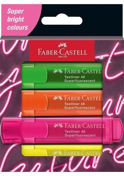 Fosforlu Kalem Seti, 4’lü, Şeffaf Renkler, Su Bazlı Mürekkep, Kesik Uç, 3 Farklı Çizgi Kalınlığı, Yeniden Doldurulabilir