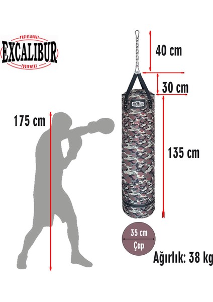 Polystar Boks Kum Torbası 135 x 35 cm Kamuflaj fiyatları