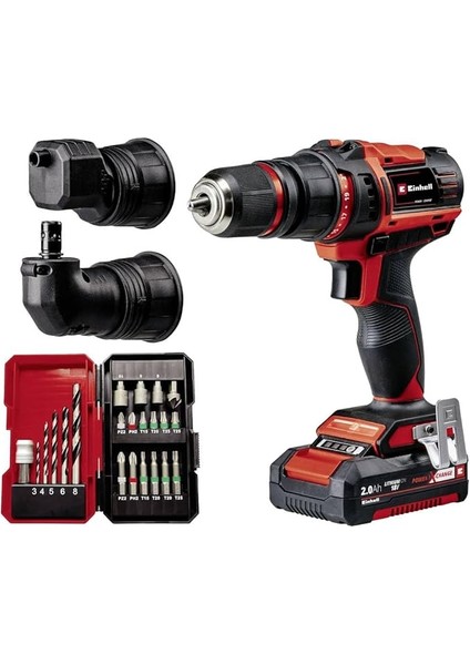 Akülü Vidalama Te-Cd 18/45 3x-Li+22 Power X-Change (18 V, 45 Nm, Açılı Adaptör, Eksantrik Adaptör, 22 Parça Uç Seti, 2,0 Ah Akü, Şarj Cihazı + E-Box) - 4513990