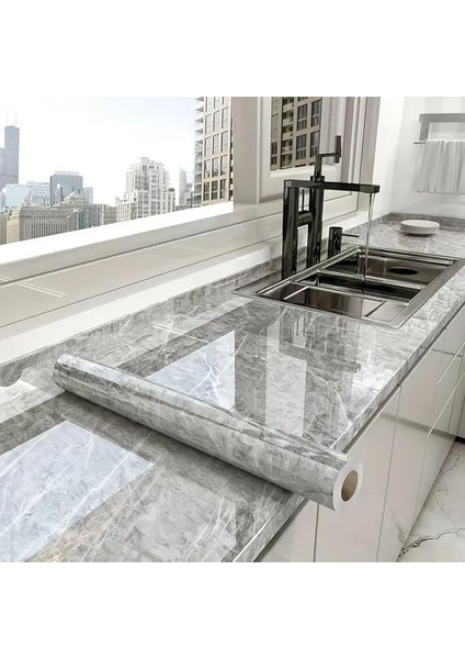 Mermer Desenli Sticker Folyo Atina Grisi 60CM*5MT