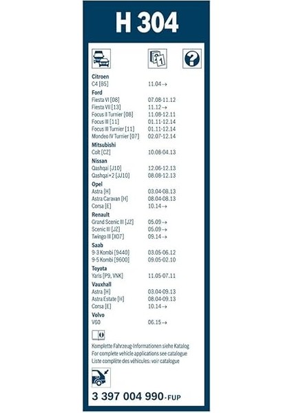 Arka Cam Sileceği - [300 Mm] Ford Fiesta Vıı (2012-2021) [13] #H304 fiyatları