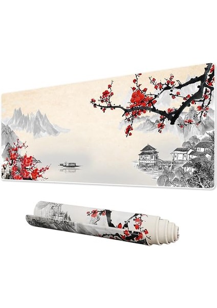 Pro - 10 Farklı Model Dikişli Kenar 90X40 cm Oyuncu Gaming Mouse Pad (Cherry Blossom, 90X40 Cm) modelleri