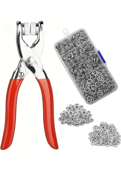 100 Adet Paslanmaz Çelik Çıtçıt ve Pense Seti Metal Çıt Çıt Makinesi