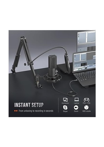 Stüdyo Kondansatör USB Mikrofon Bilgisayar Pc Mikrofon Kiti Ayarlanabilir Makas Kol Standı Şok Montaj Enstrümanlar Ses Kaydı Podcasting Youtube Karaoke Oyun Akışı - T669 indirimleri