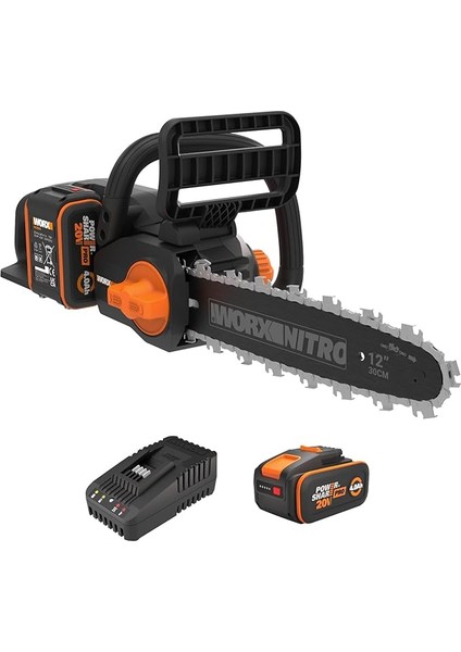 WG350E 20VOLT 4.0AH Li-Ion 30CM Profesyonel Şarjlı Kömürsüz Zincirli Testere