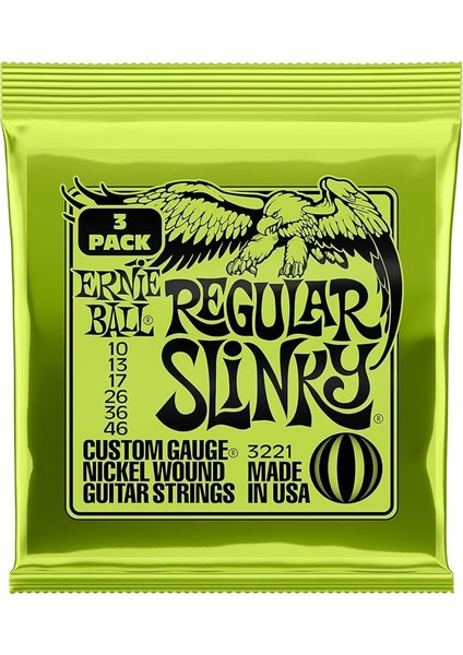 Ball Normal Slinky Nickel Wound Elektro Gitar Telleri 3'lü Paket - Ölçü 10-46