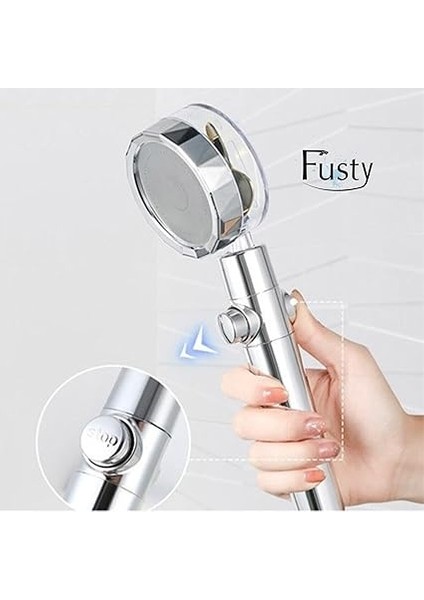 Turbo Pervaneli 360 Derece Döner Start Stop Tuşlu Duş Başlığı - Masaj Etkili Yüksek Basınçlı El Duşu fırsatları