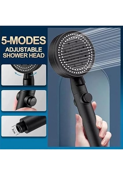 Turbo Pervaneli Basınçlı Duş Başlığı Seti | 5 Fonksiyonlu Sprey Modu, Ergonomik Tasarım, 150 cm Esnek Hortum ve Mafsallı Tutucu, Yüksek Basınç Su Tasarruflu Duş Sistemi fırsatları