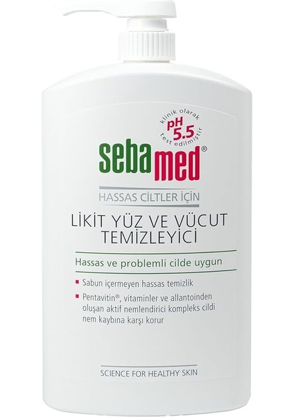 Hassas Ciltler Için Pentavitin Içerikli Nemlendirici Etkili Yüz ve Vücut Temizleme Jeli 1000 ml