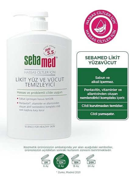 Hassas Ciltler Için Pentavitin Içerikli Nemlendirici Etkili Yüz ve Vücut Temizleme Jeli 1000 ml fiyatları