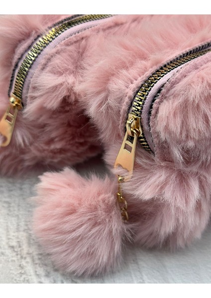 Ponponlu Peluş Pembe Kalem Kutu Kalemlik Toparlayıcı Çanta fiyatları