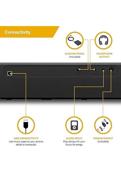 CDP-S110BK Dijital Piyano, 88 Ağırlıklı Tuşlu, Siyah fırsatları