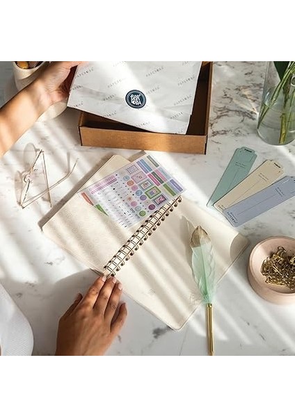 A5 Spiralli Keten Süresiz Planlayıcı Ajanda Krem fırsatları