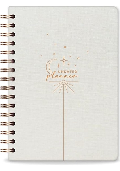 A5 Spiralli Keten Süresiz Planlayıcı Ajanda Krem indirimleri