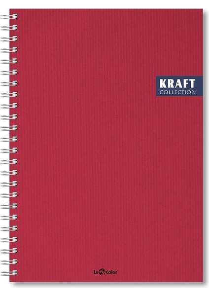 Color 2017105/2 Kraft Defter Sert Kapaklı, Spiralli, 1.hamur Kağıt, 200 Sayfa, Bordo