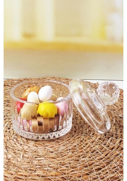 Lüx Kristal Mini Cam Şekerlik &amp; Cam Lokumluk, Kesme Cam Lüx Şekerlik 7.5cm*9.2cm - 06642 fırsatları
