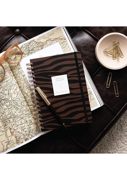 Spiralli Süresiz Planlayıcı Ajanda Kahverengi Zebra- 15X21