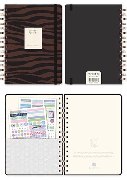 Spiralli Süresiz Planlayıcı Ajanda Kahverengi Zebra- 15X21 indirimleri