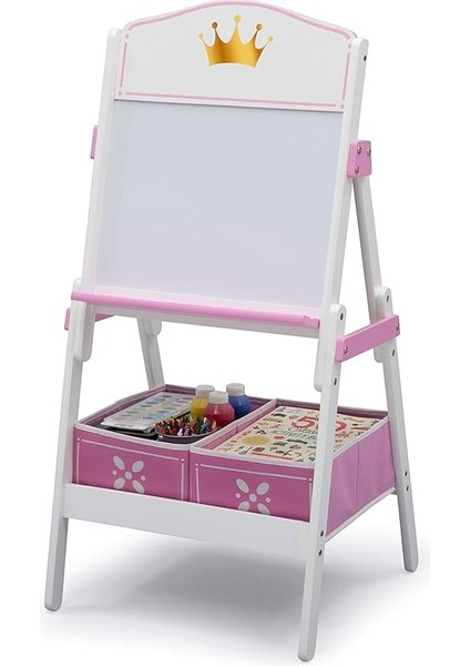 Children Prenses Taç Ahşap Etkinlik Şövale Depolamalı - Sanat ve El Sanatları, Çizim, Evde Eğitim ve Daha Fazlası Için Ideal - Greenguard Gold Sertifikalı, Beyaz/pembe indirimleri