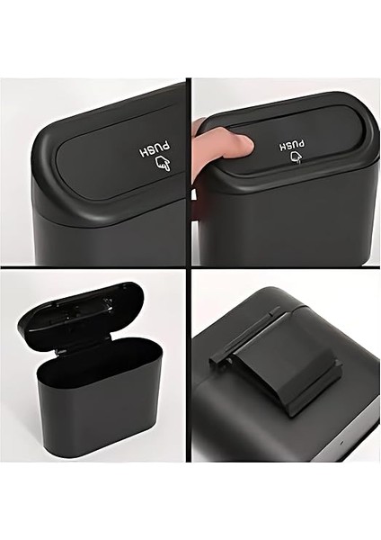 Çöp Kovası Araç Içi Cöp Kutusu Ofis Cöp Kovası Portatif Taşınabilir Kapaklı Çöp Kutusu, Figiza, Siyah indirimleri