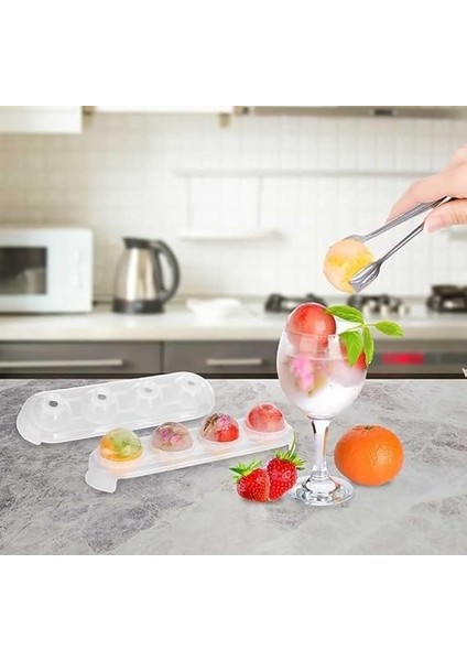 Home Silikon Buz Kalıpları (2 Li Set) Kapaklı Küre Buz Kalıbı ve Büyük Kare Buz Kalıbı &amp; Bpa Içermez (Küre Buzluk Modeli Asortidir) indirimleri