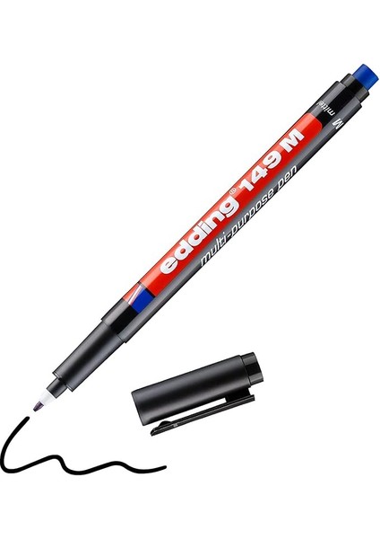 149 M Silgili Permanent Kalem - Asetat Kalemi - Siyah - 1 Kalem - Yuvarlak Uç 1 mm