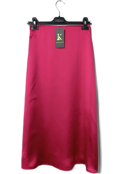 Fuşya Pembe 82CM Midi Boy Şık Saten Etek fiyatları