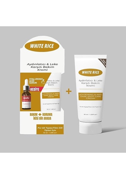 Rice Aydınlatıcı &amp; Leke Karşıtı Bakım Kremi Bakım ve Koruma Ikisi Bir Arada Özel Paket modelleri