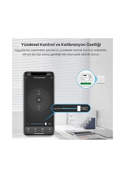 Mini Wifi Akıllı Perde Panjur Kontrol Rölesi (Tuya, Smart Life, Google Home, Amazon Alexa, Home Assistant Destekli) Yüzdesel Kontrol ve Kalibrasyon Özellikli indirimleri