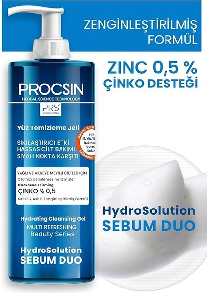 Hydro Solution Akne Karşıtı &amp; Yağ Dengeleyici Yüz Temizleme Jeli, Çinko &amp; Salisilik Asit, Derinlemesine Temizlik &amp; Sebum Kontrolü, 400 ml fırsatları