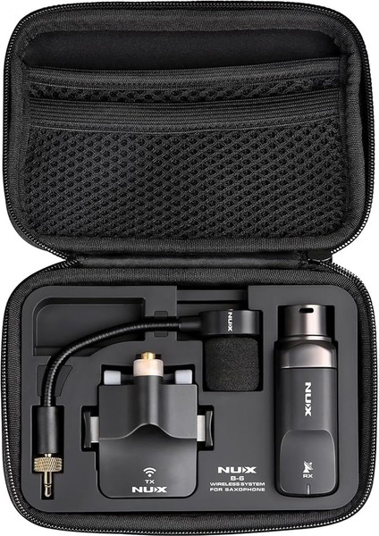| B-6 Kablosuz Saksafon Mikrofon Sistemi - 2,4 Ghz Klipsli Verici, Kuğu Boynu Mikrofonlu ve Şarj Edilebilir Usb-C Kasalı