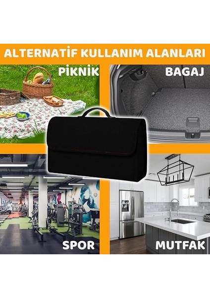 Premium Keçe Araç Bagaj Organizeri Suya Dayanıklı Pratik Taşınabilir Katlanabilir Seyahat Çantası Araç Içi Düzenleme Kutusu (Siyah) modelleri