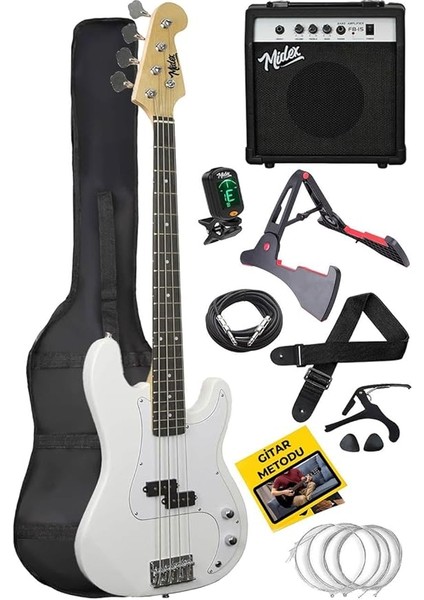 CBG-460WH 46 Inç 4/4 Yetişkin Amfili Bas Gitar Seti White