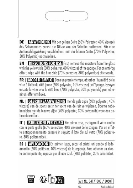 Ön Cam Süngeri 417100 | Çizgisiz Cam Için Çift Etkili Temizleme Süngeri | Ön Camlardaki Pencereler ve Aynalardaki Kir Sisi ve Yoğuşmayı Kolayca Temizler | Kompakt ve Yeniden Kullanılabilir modelleri