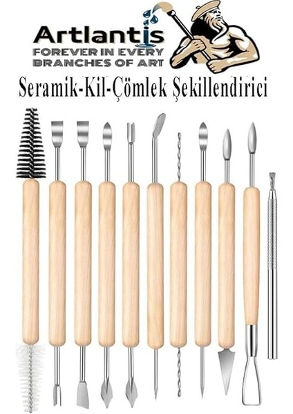Seramik Kil Çömlek Şekillendirici Ahşap Saplı 11 Parça 1 Paket Seramik Modelaj Oyma ve Temizleme Seti fiyatları