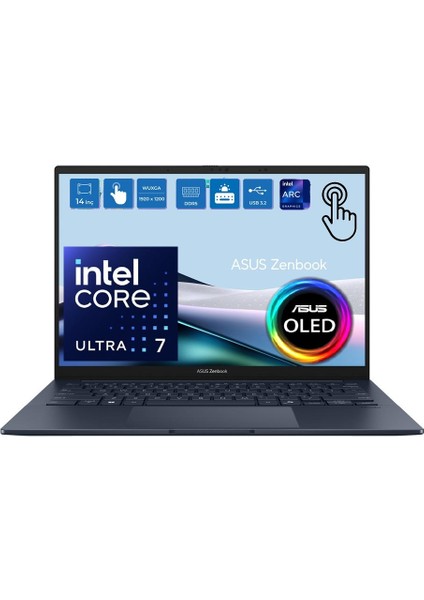 Zenbook 14 UX3405CA-QL286W Intel Core Ultra 7 255H 16GB LPDDR5X 2tb SSD Intel Arc Graphics 14.0" Wuxga OLED 400NIT Windows 11 Home Dokunmatik Taşınabilir Bilgisayar Snertech Çanta fiyatları