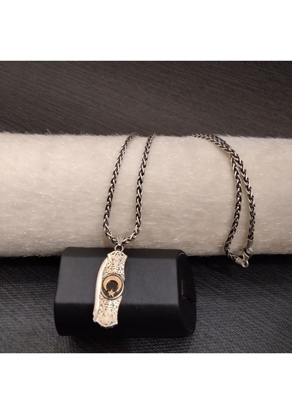 925 Ayar Gümüş Ay Yıldız Detaylı Kolye Ucu -Şık Tasarım (Zincirsiz) fiyatları