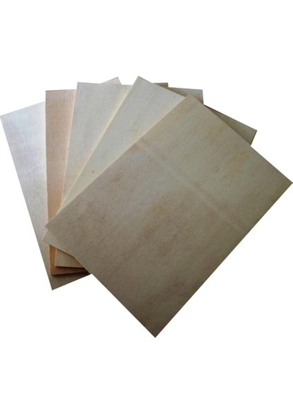4 Adet 6 mm A3 Ebatı Kavak Kontraplak, Ekonomik Doğal Ahşap Lekeli Az Pürüzlü